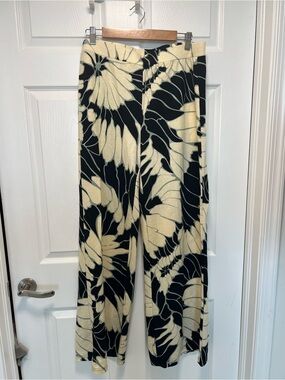 SFERRA Cream Floral Wide-Leg Pants on Black